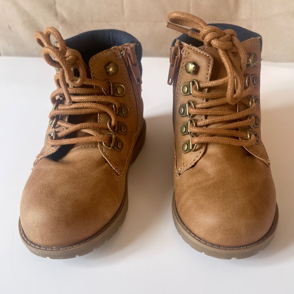Nautica Toddler Boys Boots Size 9 Brown Lace Up Side Zip Hiking Ankle Boots